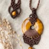 tiger eye donut macrame necklace full