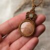 fossilized coral prehnite macrame necklace front 1