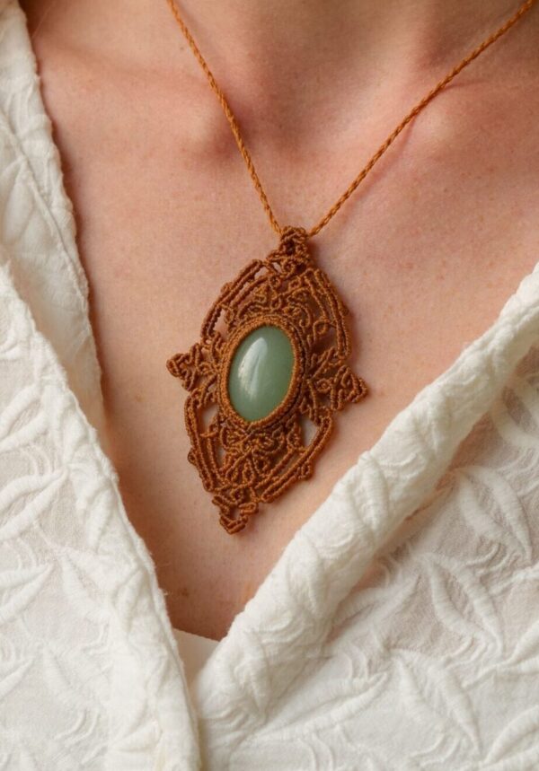 Pachamama macrame necklace with Aventurine