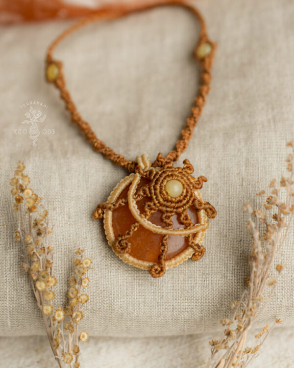 aventurine sun-moon macrame necklace