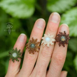 sun macrame ring with crystals