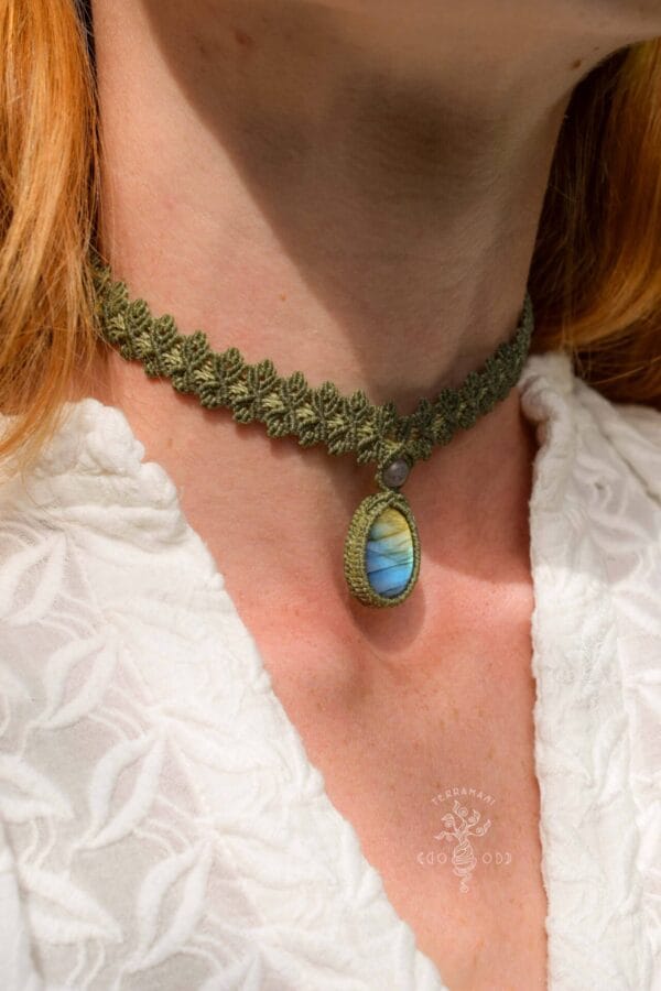 Forest fae macrame choker with Labradorite