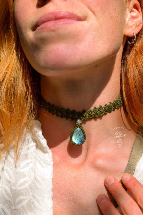 Forest fae macrame choker with Labradorite