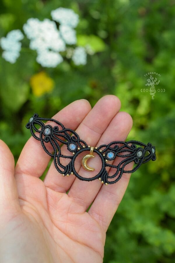 lilith macrame choker moonstone