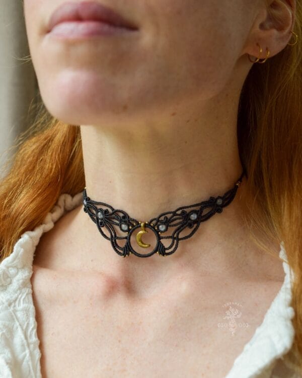 lilith macrame choker moonstone