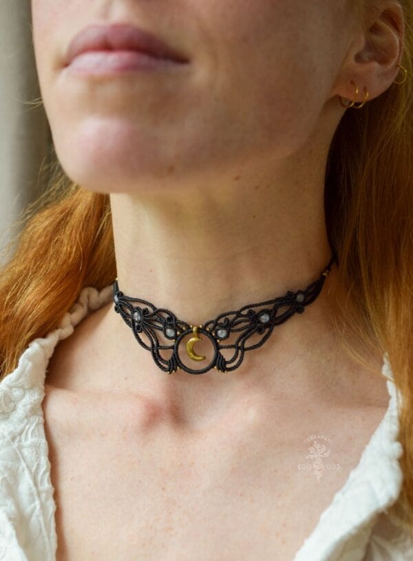 lilith macrame choker moonstone