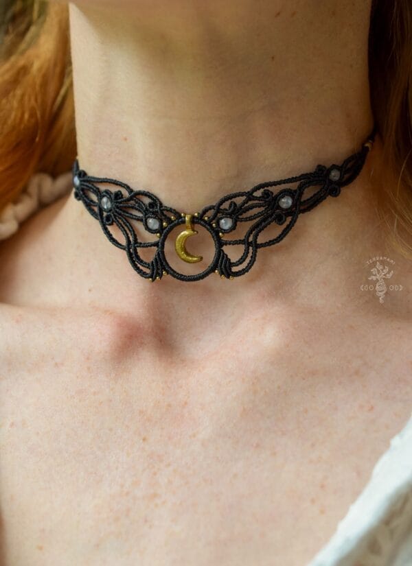 lilith macrame choker moonstone