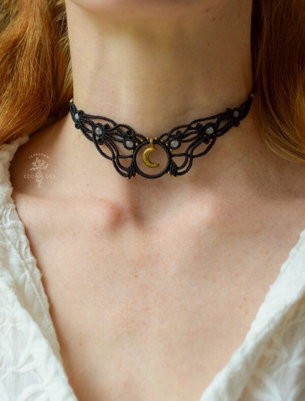 lilith macrame choker moonstone
