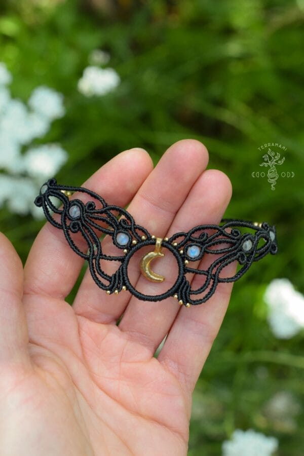 lilith macrame choker moonstone