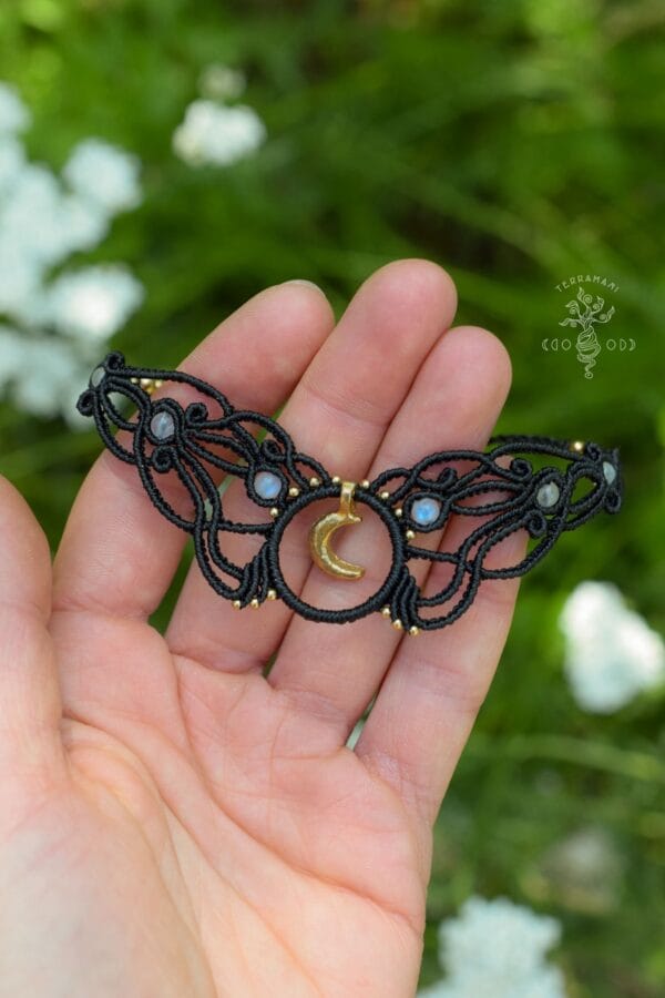 lilith macrame choker moonstone