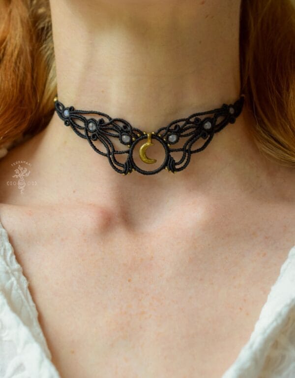 lilith macrame choker moonstone