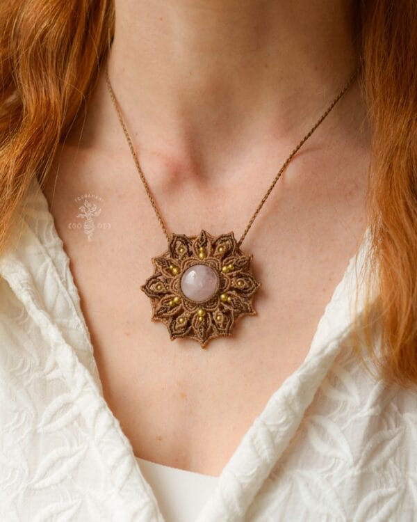 rose quartz mandala necklace