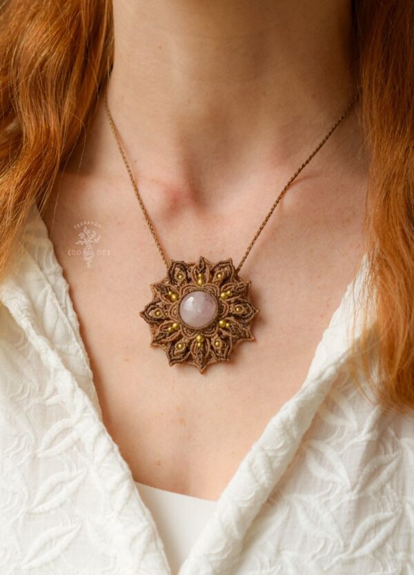rose quartz mandala necklace