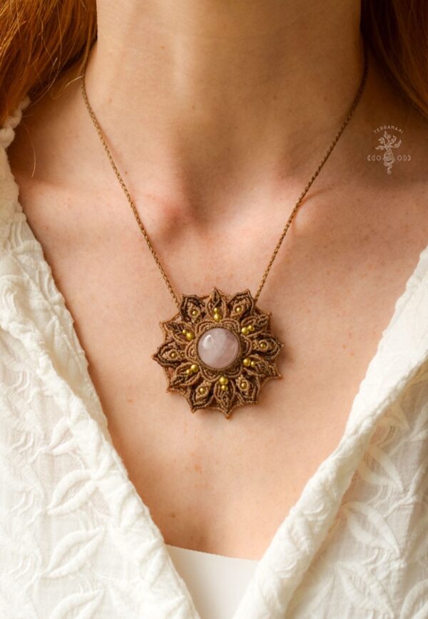rose quartz mandala necklace