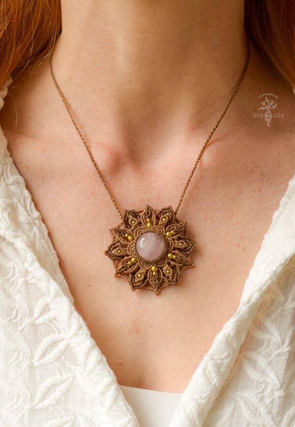 rose quartz mandala necklace