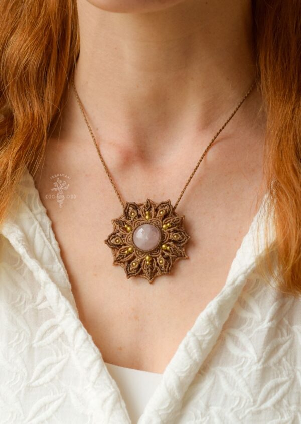 rose quartz mandala necklace