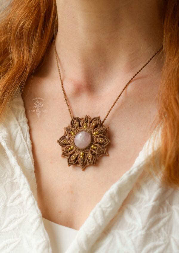rose quartz mandala necklace