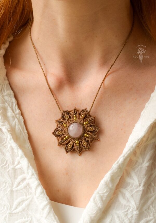 rose quartz mandala necklace