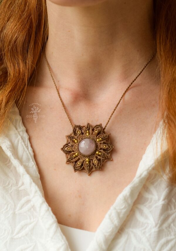 rose quartz mandala necklace