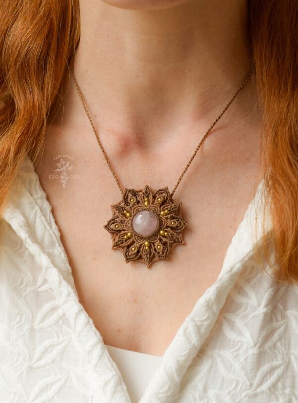 rose quartz mandala necklace