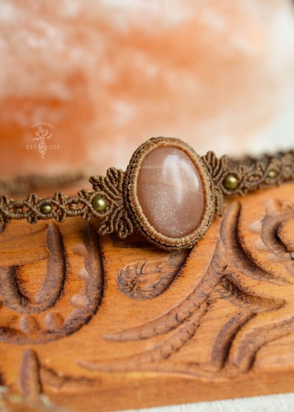 peach moonstone macrame choker
