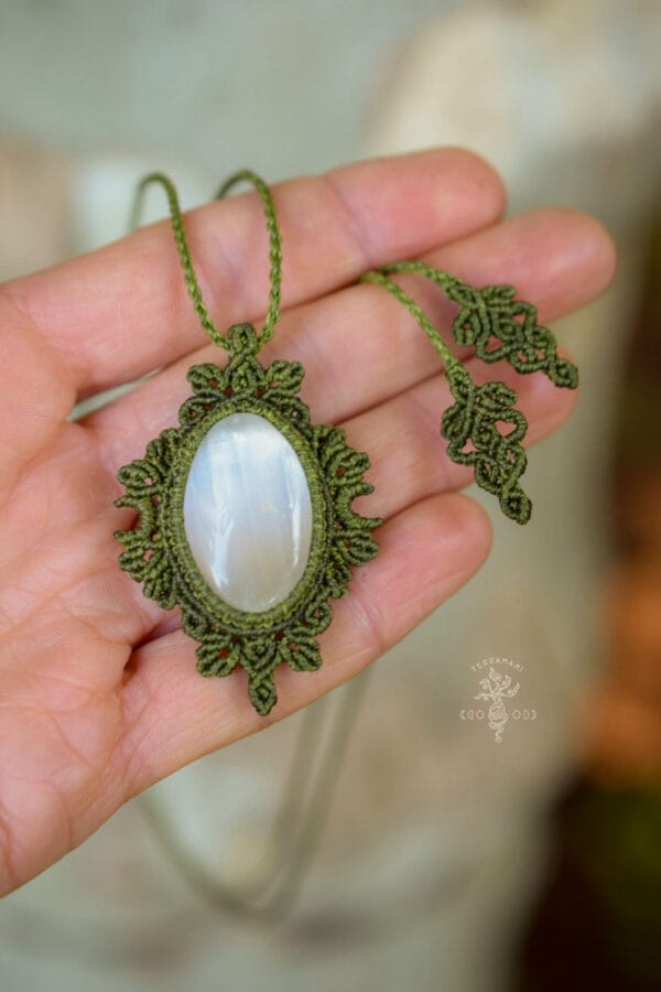 selenite macrame necklace