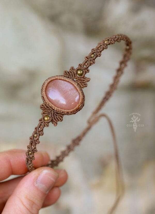 peach moonstone macrame choker