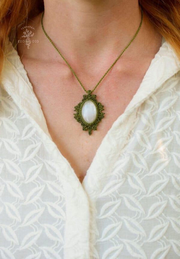 selenite macrame necklace