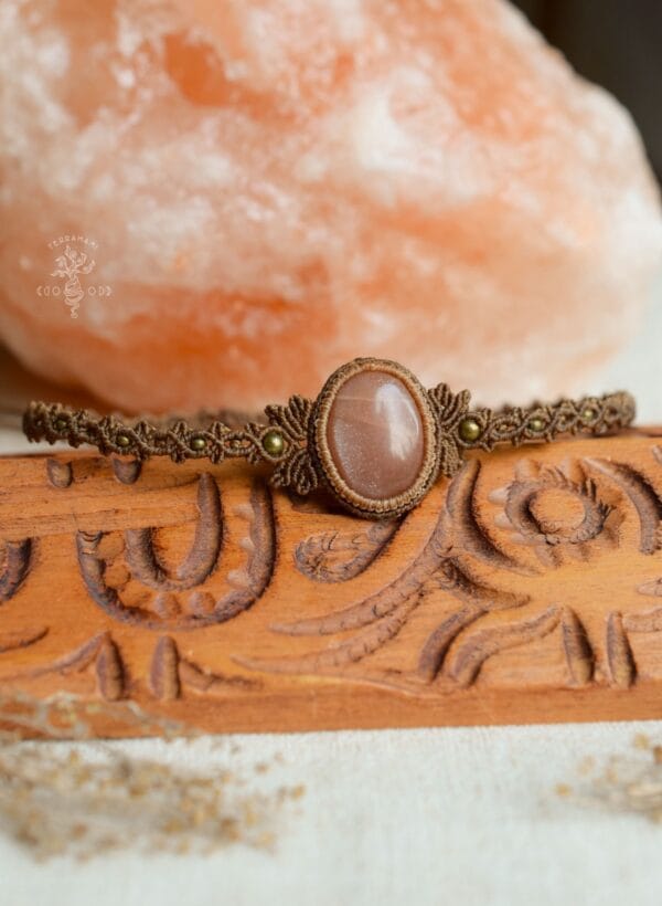 peach moonstone macrame choker
