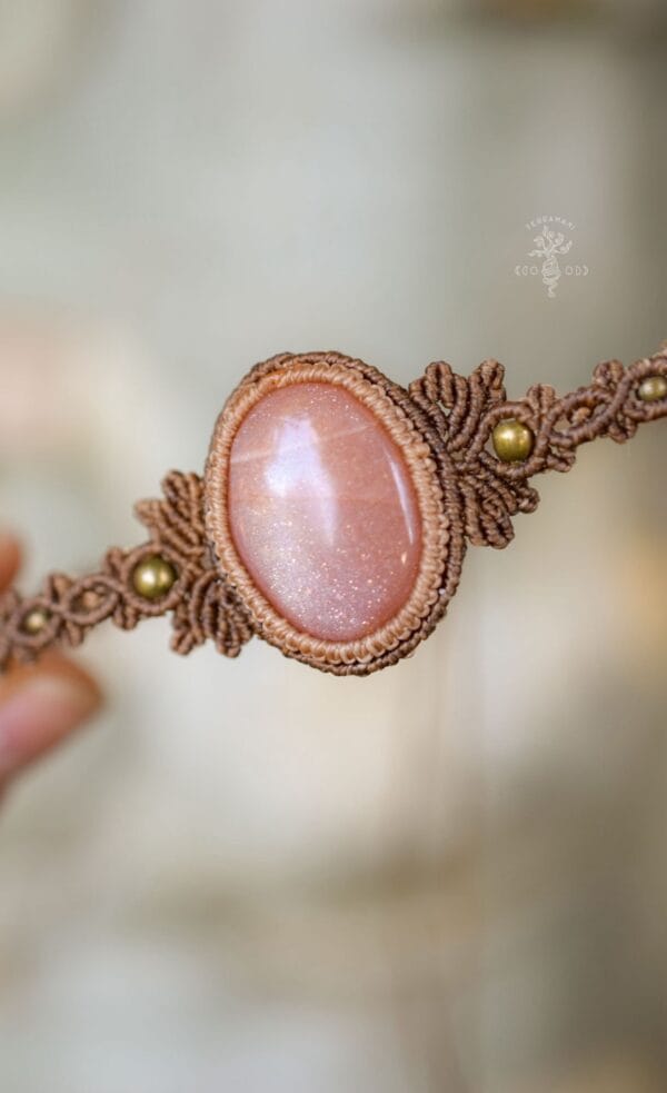 peach moonstone macrame choker