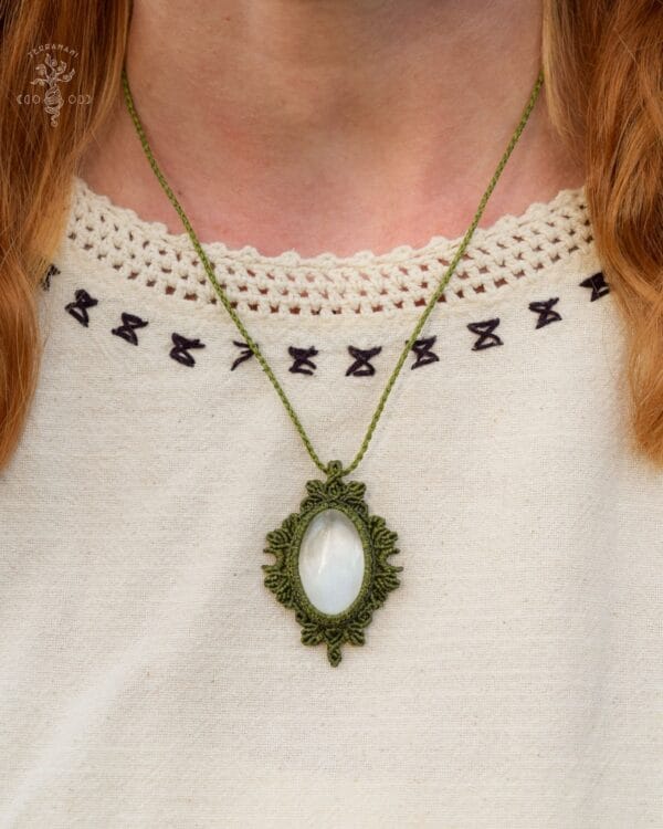 selenite macrame necklace