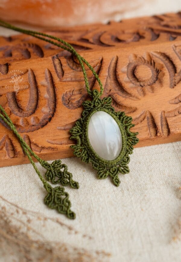selenite macrame necklace