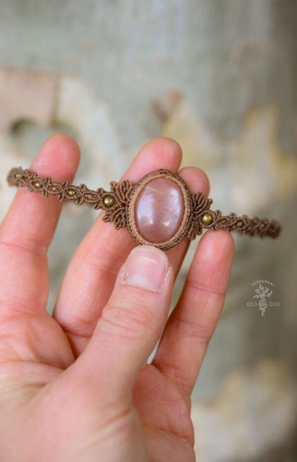 peach moonstone macrame choker