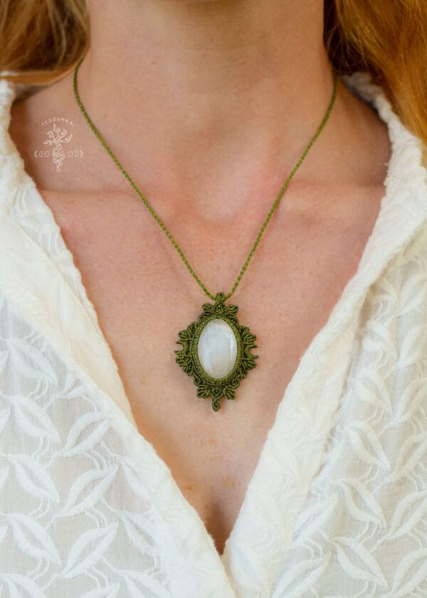 selenite macrame necklace