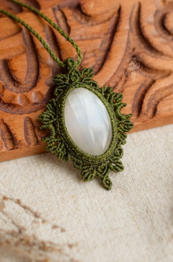 selenite macrame necklace