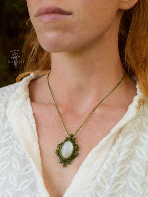 selenite macrame necklace