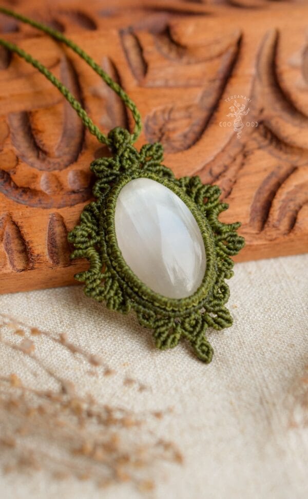selenite macrame necklace
