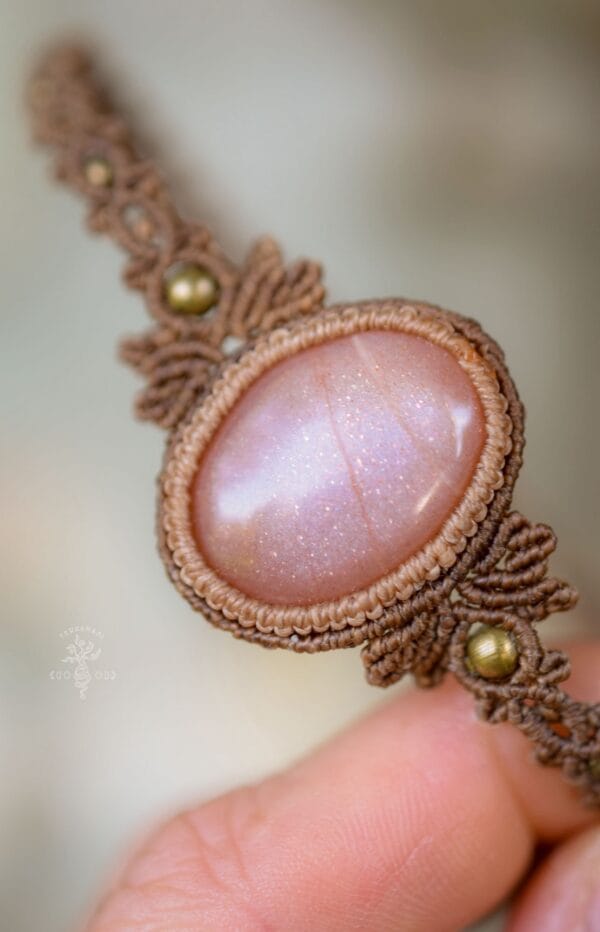 peach moonstone macrame choker