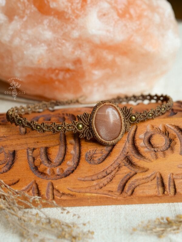 peach moonstone macrame choker