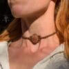 peach moonstone macrame choker