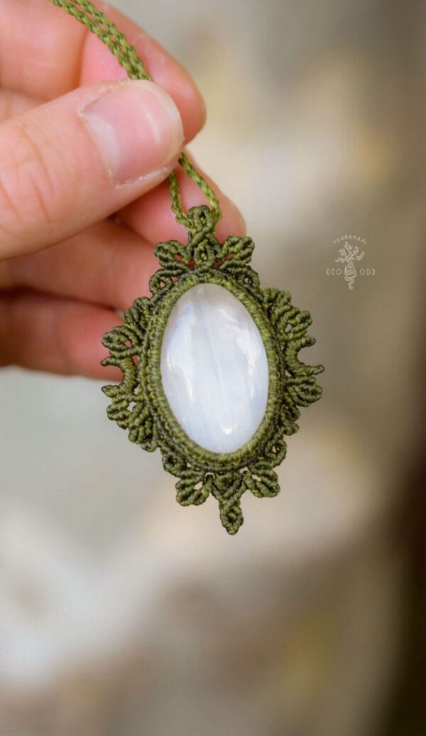 selenite macrame necklace