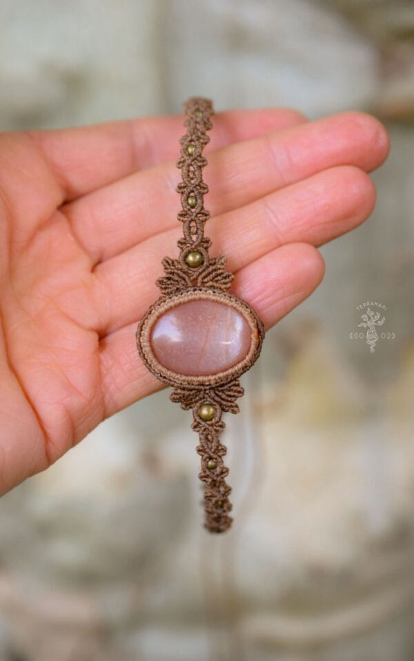 peach moonstone macrame choker