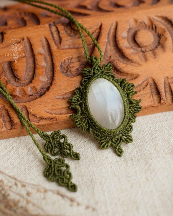 selenite macrame necklace