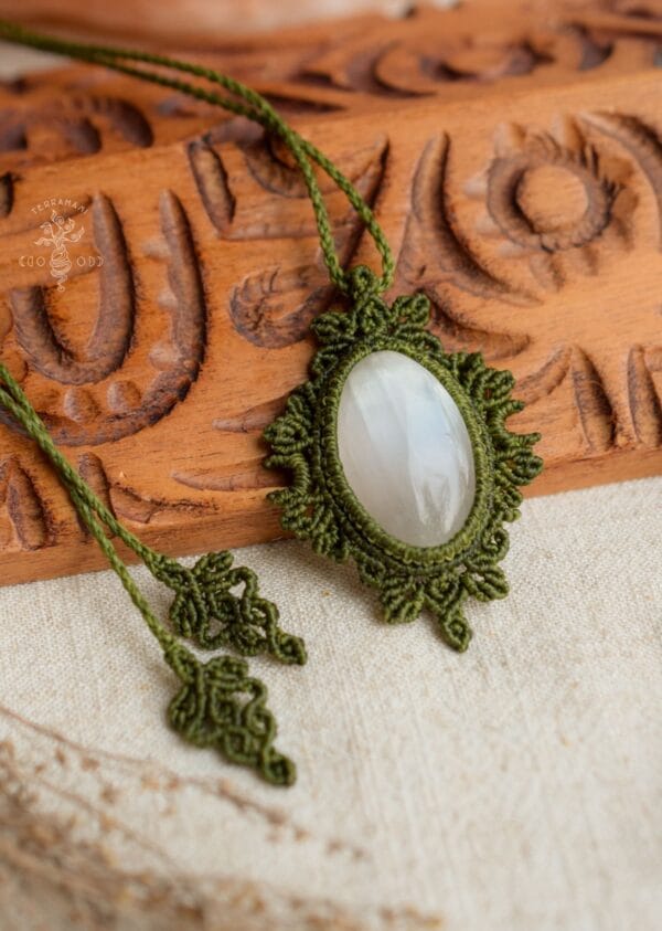 selenite macrame necklace