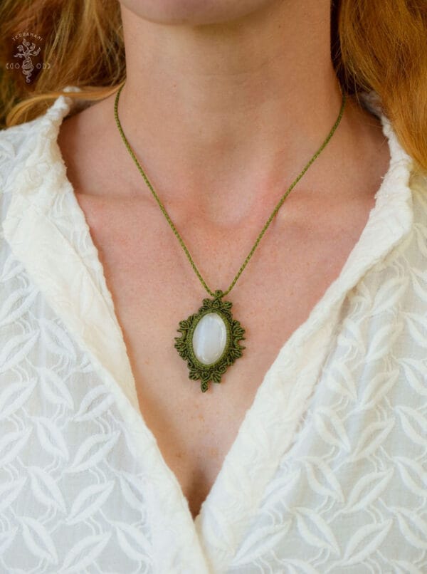 selenite macrame necklace
