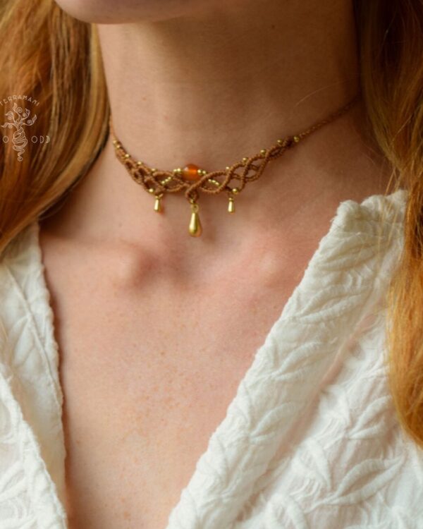 elana macrame choker carnelian