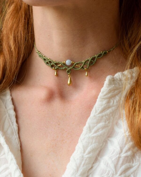 elana macrame choker aquamarine