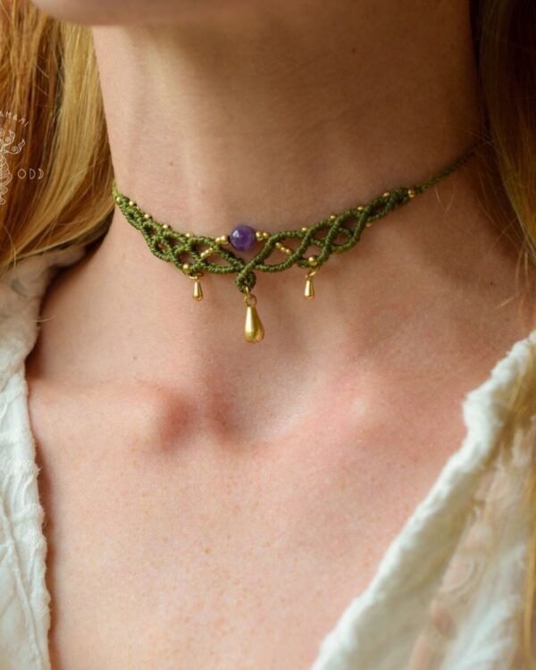 elana macrame choker amethyst
