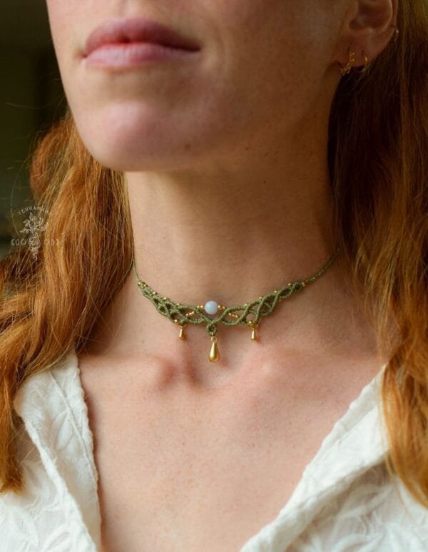elana macrame choker aquamarine