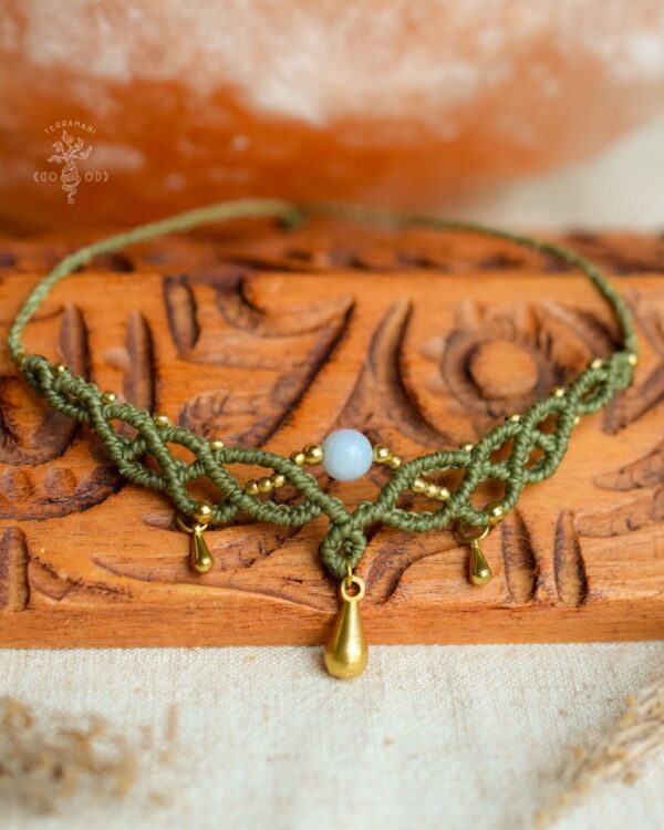 elana macrame choker aquamarine